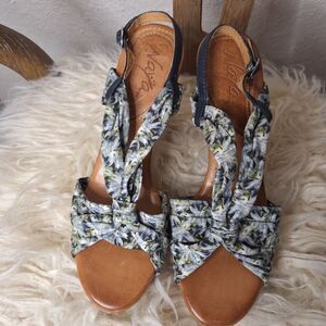 Naya Blue Floral Heeled Sandals 8